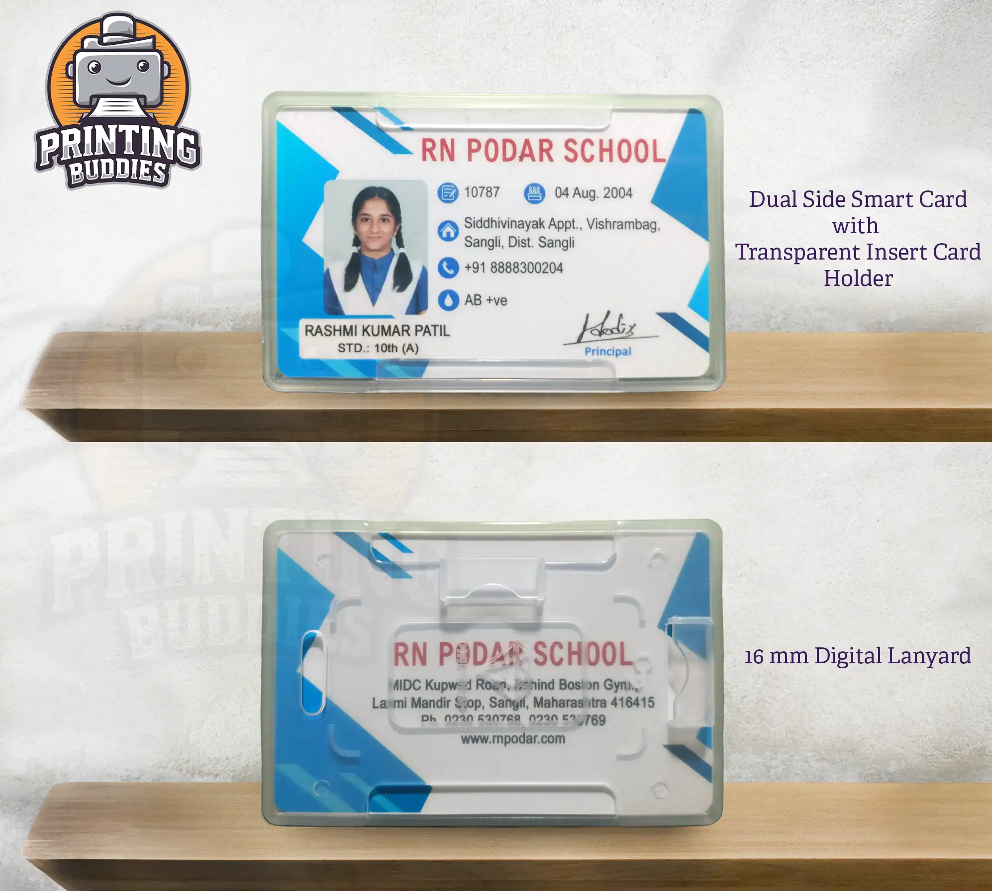 Dual Side Smart Card with 16mm Lanyard - ID Card Holder | Printing Buddies Nagpur