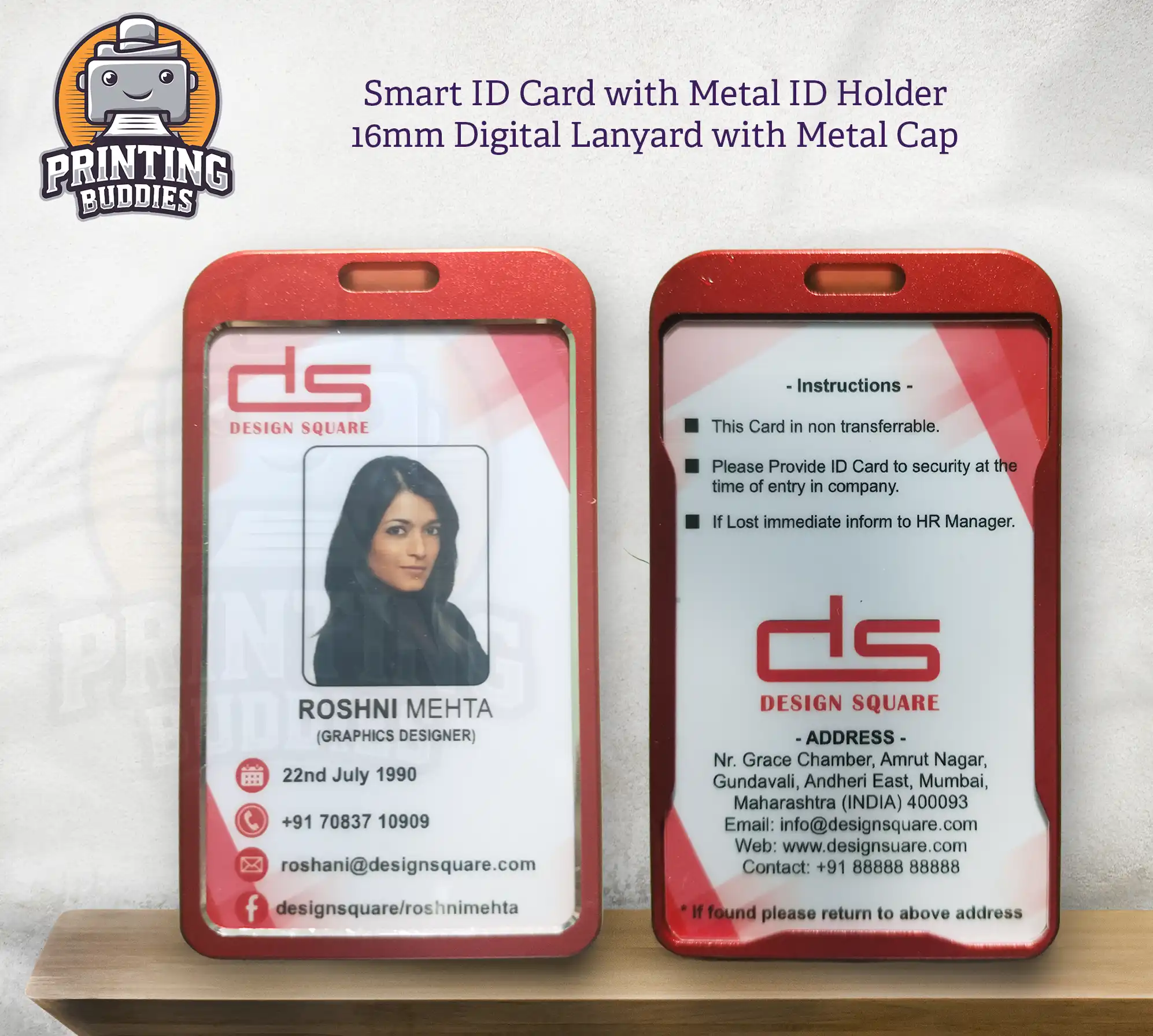 Smart ID Card with Metal ID Holder (Design 3) - ID Card Holder | Printing Buddies Nagpur